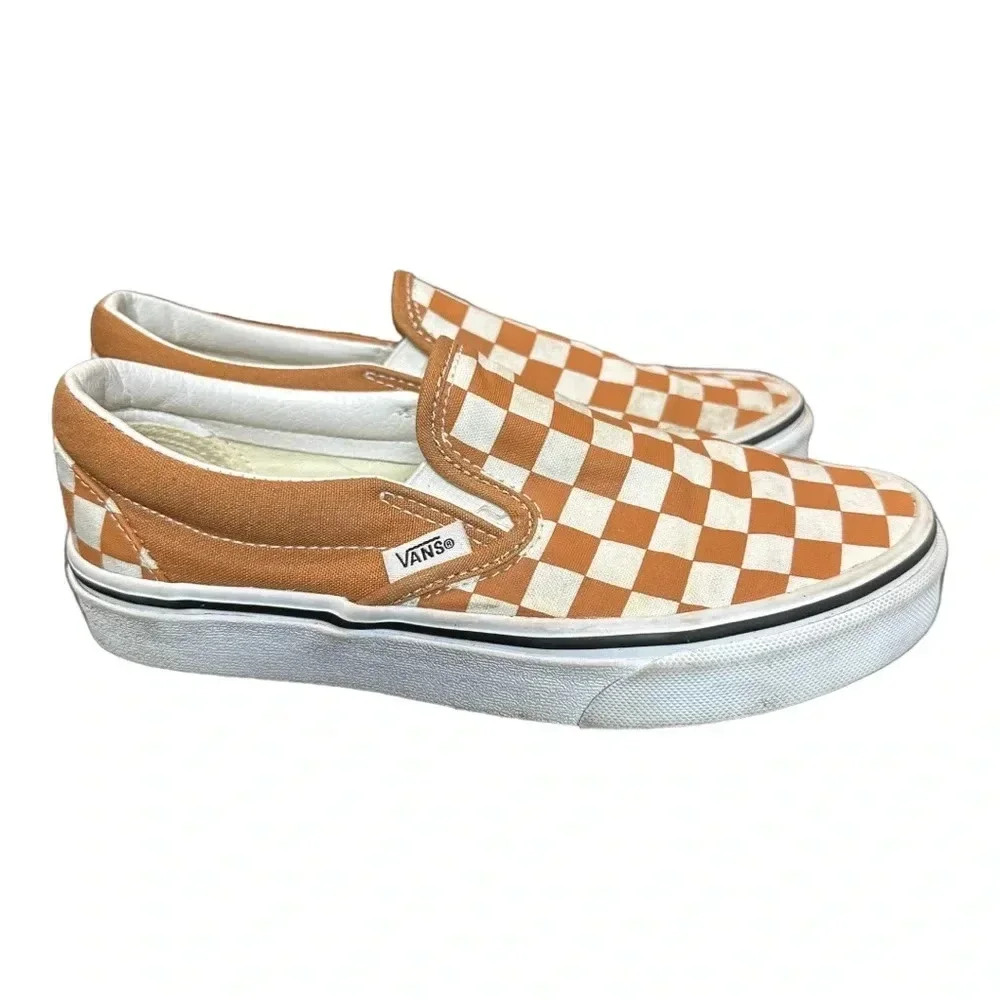 Vans Tan Classic Checkerboard Skate Shoes size 5.5W 4M
